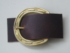 Brass Horseshoe Buckle  shown on 43mm Belt Strap 